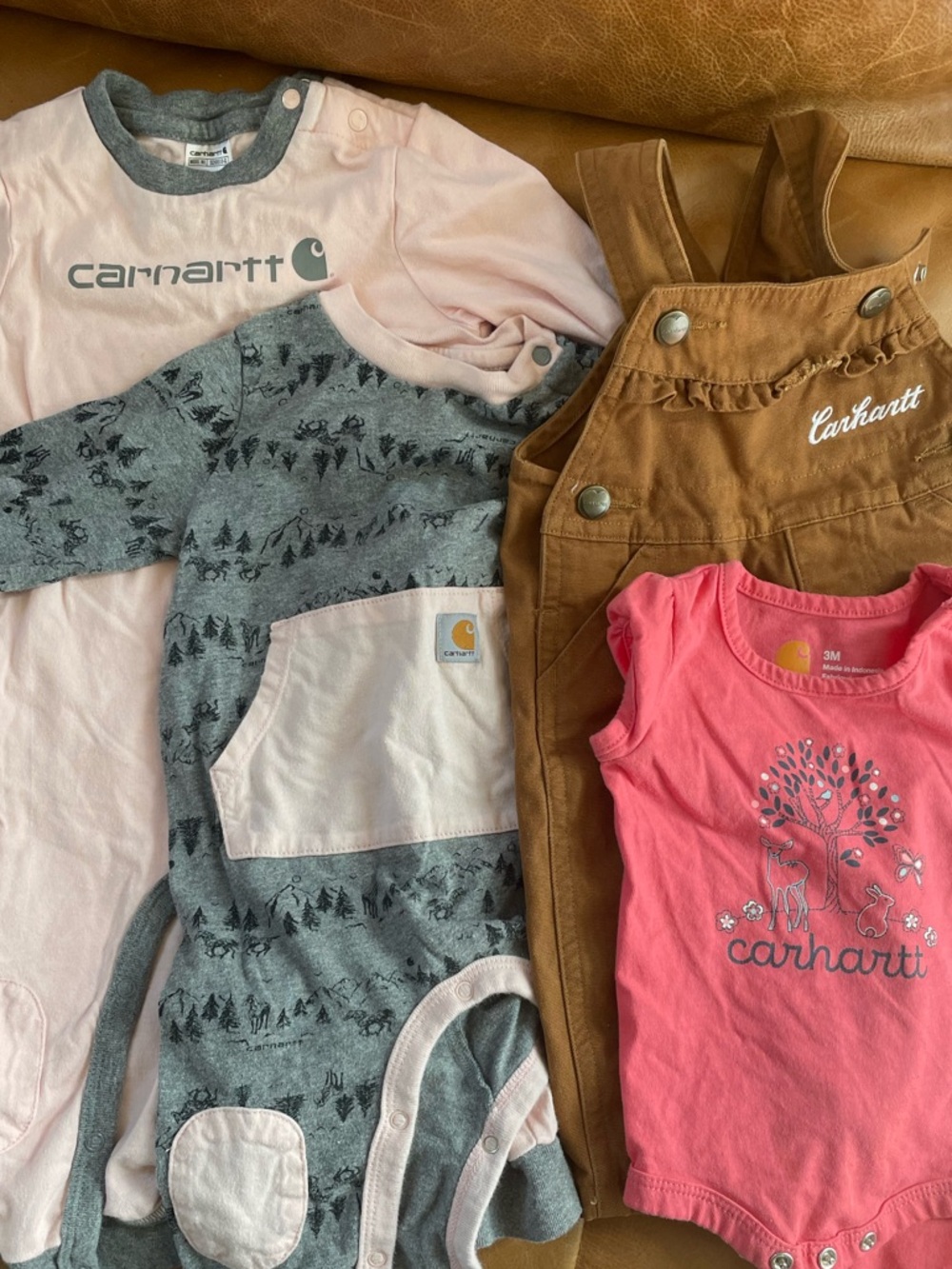 Carhartt Baby Clothes 2 Long Sleeve, Bibs and Onesie